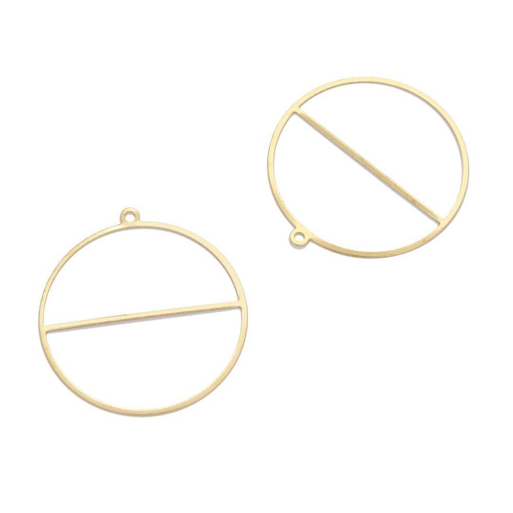 9241 50pcs Adabele Raw Brass 38mm Large Round Buckle Pendant Drop Connector